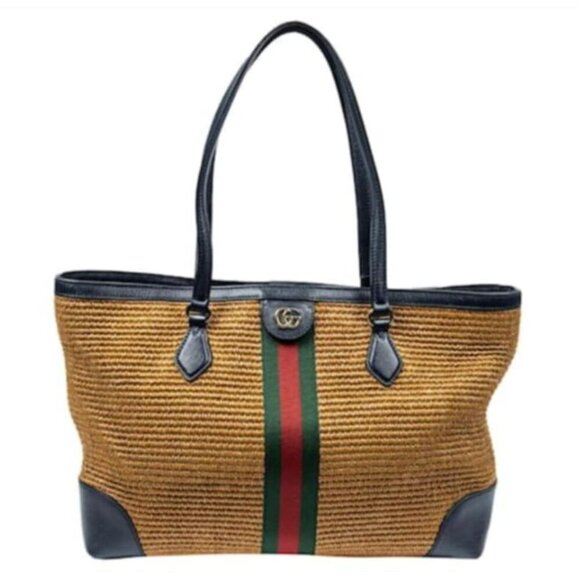 Gucci Handbags - 100% Authentic Gucci Raffia Ophidia Tote Bag 999-101924